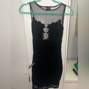 BEBE Black Mesh and Lace Dress Size XS